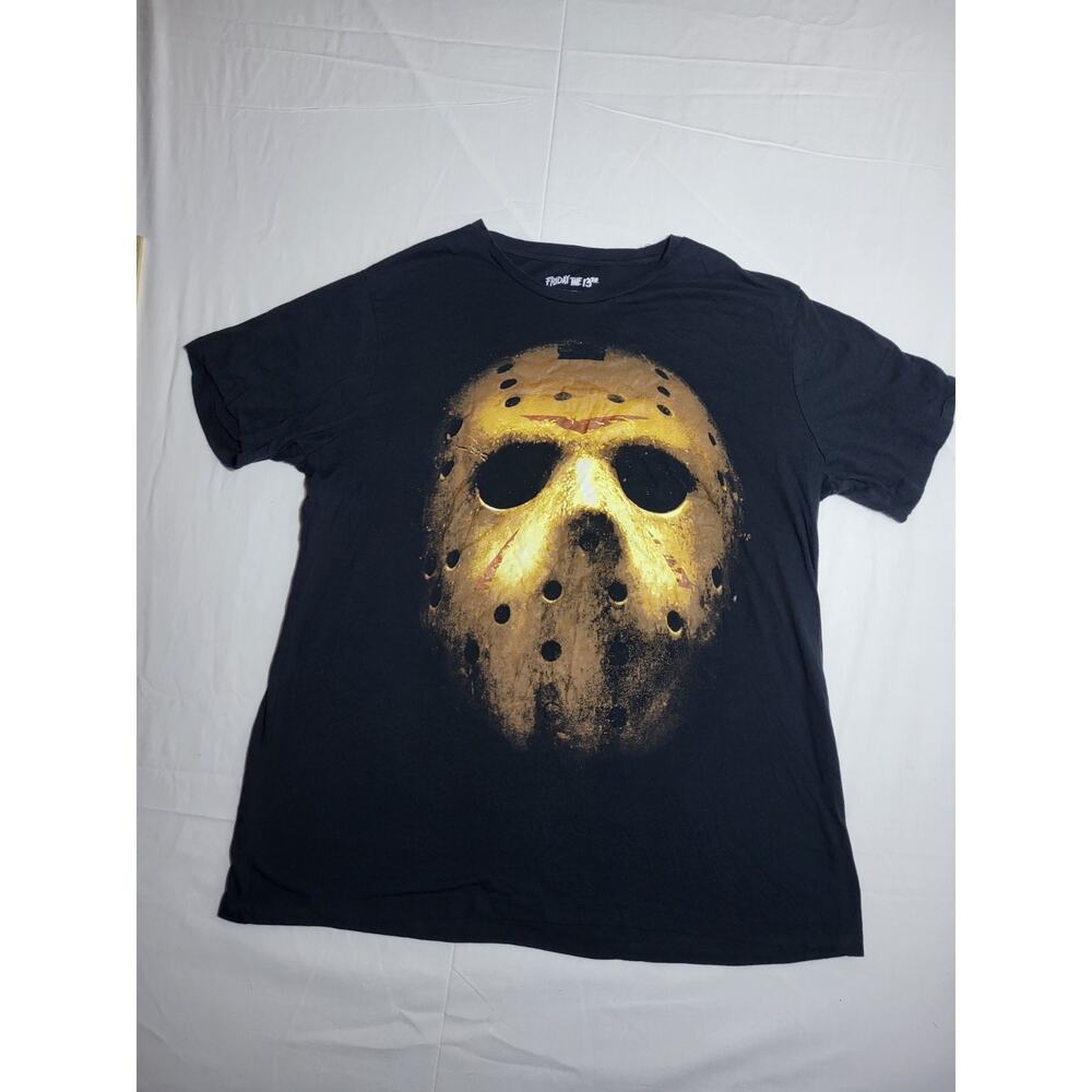 Friday the 13th Jason Mask T Shirt Men’s 2XL Black Horror Movie Graphic Tee